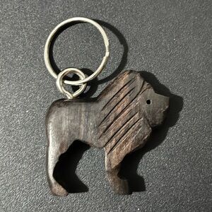 Wooden Lion Keychain